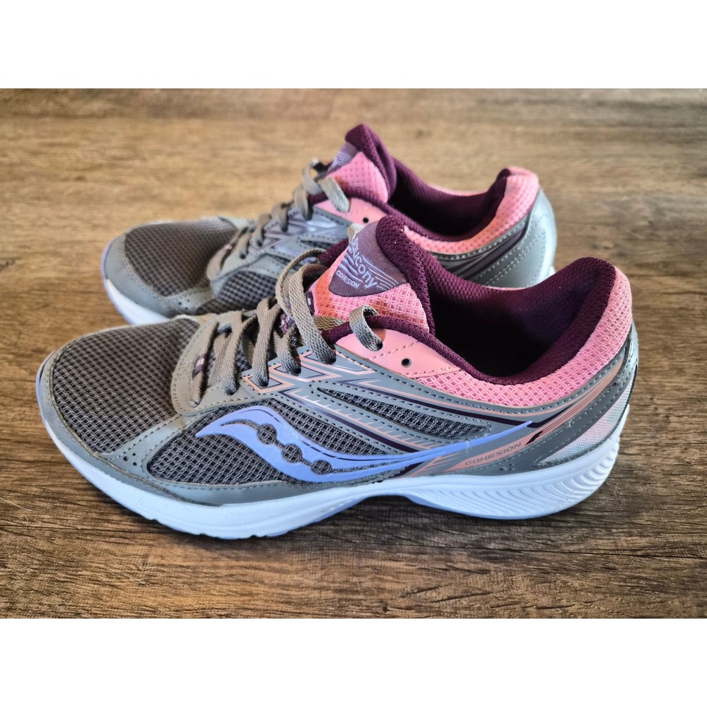 Saucony Cohesion 14 Womens Running Shoes Gray Pink Purple S10628-23 Size 10